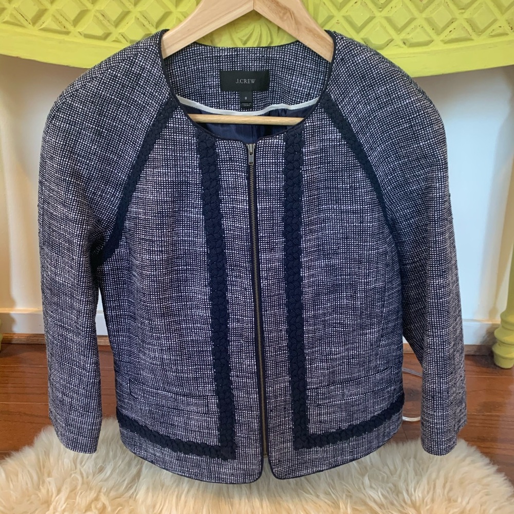 Navy suit coat, cropped from JCrew